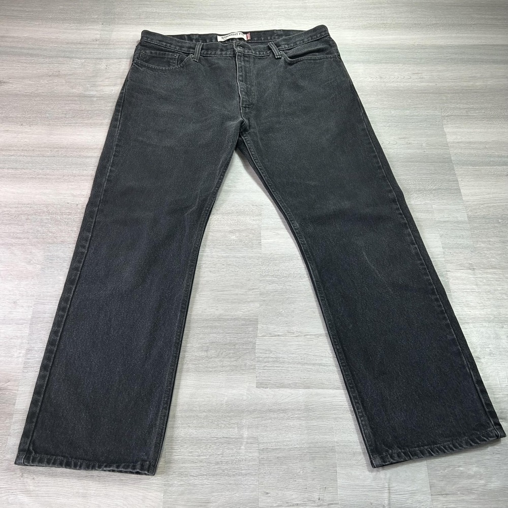 Levis 505 Jeans Mens 38x30 Black Straight 100% Cotton Denim Pants Charcoal